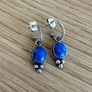 Vintage Don Lucas Sterling Silver Lapis Stone Drop Earrings
